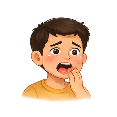 Injury to lips gums or tongue