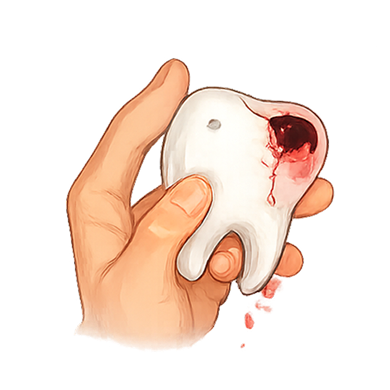Knocked-out permanent tooth